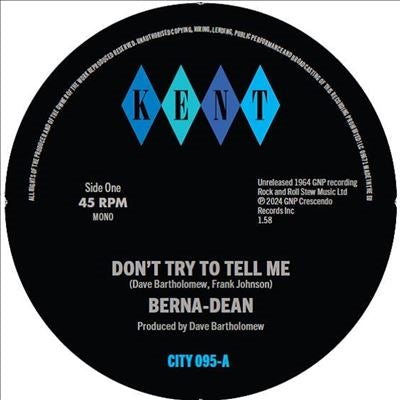 Berna-Dean - Don't Try to Tell Me/Laughing On the Outside - Import 7 inch Shingle Record