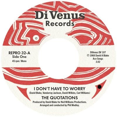 The Quotations - I Don't Have To Worry / I Wanna Thank You - Import 7-inch single Recurd
