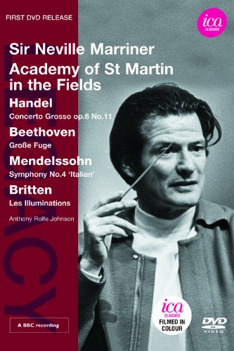Mendelssohn (1809-1847) - Mendelssohn Symphony No.4, Beethoven Great Fugue, Britten Les Illuminations, etc : Marriner / ASMF, Rolfe Johnson(T)(1974-83) - Import DVD