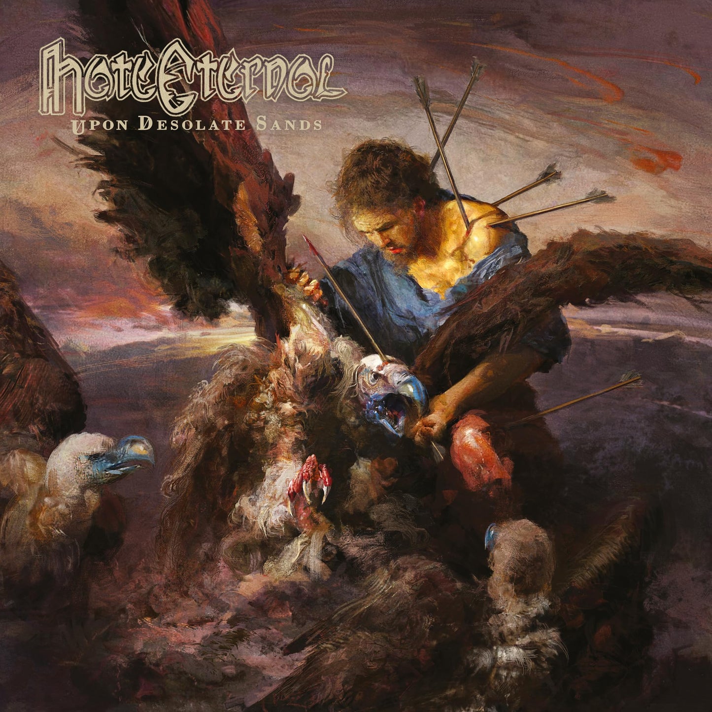 Hate Eternal - Upon Desolate Sands - Import Transparent Blue/Red Splatters Vinyl LP Record