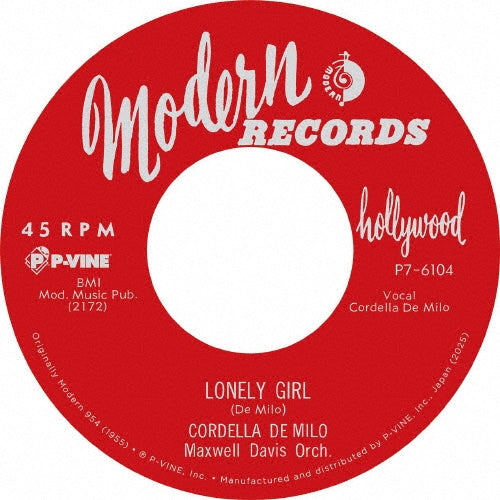 Cordella De Milo - Lonely Girl C/W Ain'T Gonna Hush - Japan Vinyl 7 inch Single Record Limited Edition