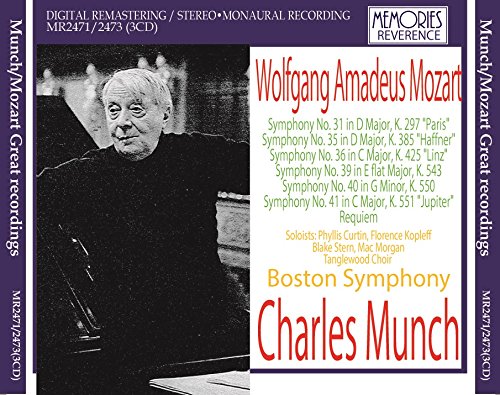 Mozart (1756-1791) - Symphonies Nos.31, 35, 36, 39, 40, 41, Requiem : Munch / Boston Symphony Orchestra (1954-1962)(3CD) - Import 3 CD