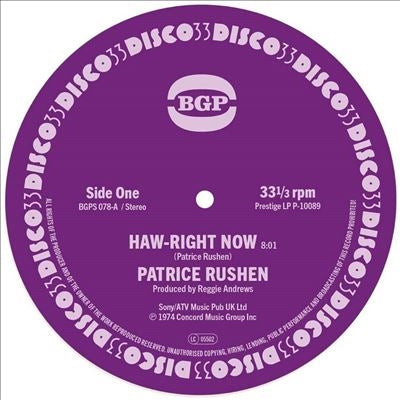 Patrice Rushen - Haw-Right Now/Kick'in Back - Import Vinyl 7’ Single Record Limited Edition