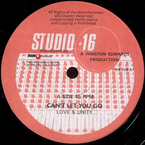 Love & Unity - Can'T Let You Go - Import 12 inch Record