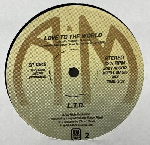 L.T.D.  - Love To The World Joey Negro Mizell Magic Mix - Import Vinyl 12inch Record