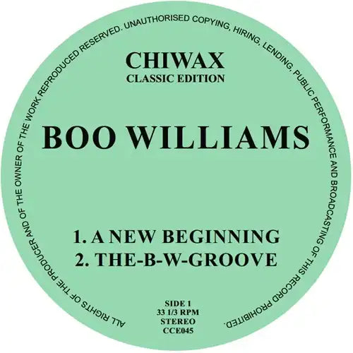 Boo Williams - New Beginning - Import Vinyl 12 Inch Record