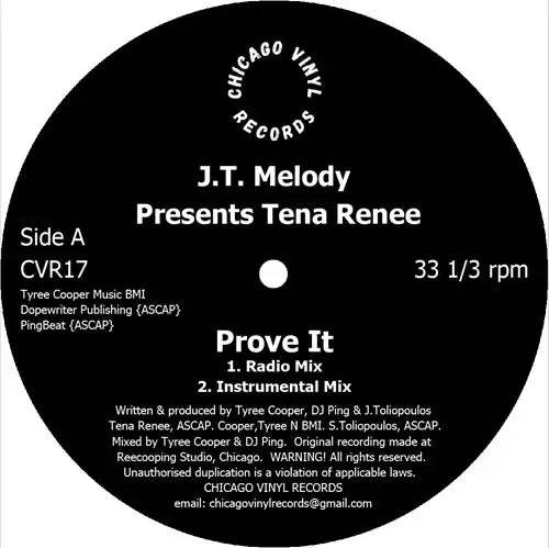 J.T. Melody & Tena Renee - Prove It - Import 12 inch Record