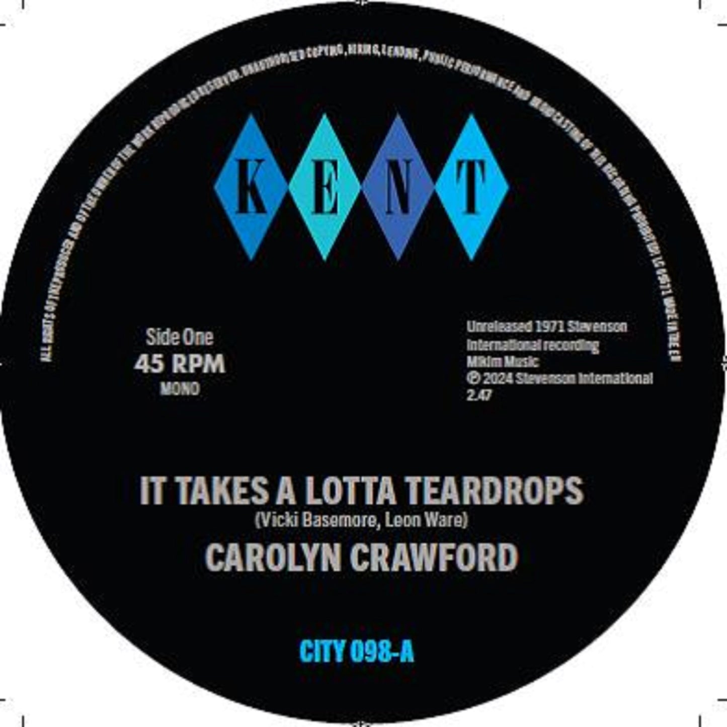 Carolyn Crawford 、 James Hodges - It Takes A Lotta Teardrops/I'M In Love - Import Vinyl 7 Inch Single Record Limited Edition