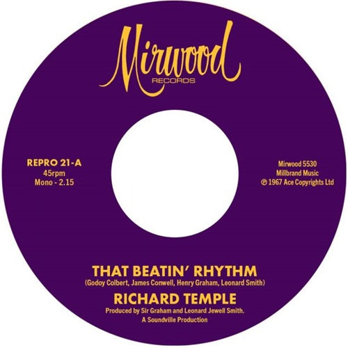 Richard Temple / Jimmy Conwell - That Beatin' Rhythm / Cigarette Ashes - Import Vinyl 7 Inch Single Record