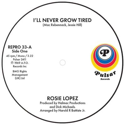 Rosie Lopez - I'Ll Never Grow Tired / Too Hot To Hold - Import 7 inch Record