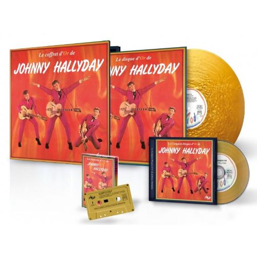 Johnny Hallyday - La Coffret D'Or - Import Gold Vinyl LP Record+CD+Cassette Limited Edition