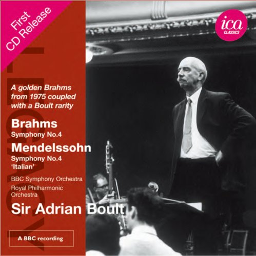 Brahms (1833-1897) - Brahms Symphony No.4, Mendelssohn Symphony No.4 : Boult / BBC Symphony Orchestra, Royal Philharmonic (1975, 72) - Import CD