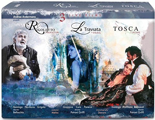 Verdi / Puccini - Verdi La Traviata, Rigoletto, Puccini Tosca : Mehta / Italian National SO, Gvazava, Cura, Domingo, Malfitano, etc (1992, 2000, 2010 Stereo)(4DVD) - Import 4 DVD