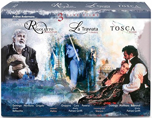 Verdi / Puccini - Verdi La Traviata, Rigoletto, Puccini Tosca : Mehta / Italian National SO, Gvazava, Cura, Domingo, Malfitano, etc (1992, 2000, 2010 Stereo)(3BD) - Import 3 Blu-ray Disc