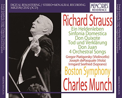 Strauss, Richard (1864-1949) - Ein Heldenleben, Sinfonia Domestica, Don Quixote, Lieder, etc : Charles Munch / Boston Symphony Orchestra, Piatigorsky, Seefried (1951-59)(3CD) - Import 3 CD