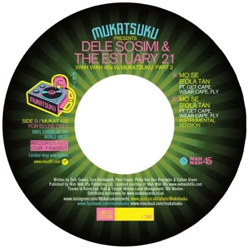 Dele Sosimi & The Estuary 21 - Mo Se B'Ola Tan (Feat. Get Cape. Wear Cape. Fly) - Import Vinyl 7 inch Single Record