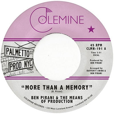 Ben Pirani - More Than A Memory/Solitary Me - Import Vinyl 7inch Single Record