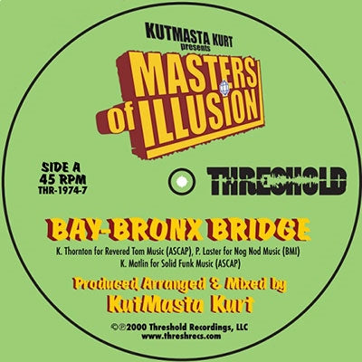 Masters Of Illusion (Kool Keith + Kutmasta Kurt) - The Bay-Bronx Bridge - ImportSplatter Colored Vinyl7 inch Single RecordLimited Edition