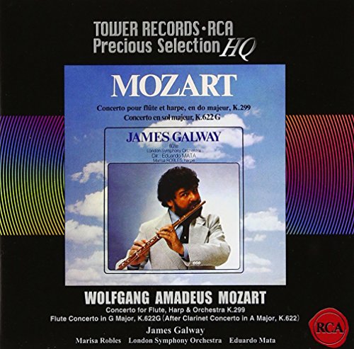 James Galway - Mozart: Concerto for Flute and Harp K.299, Flute Concerto K.622G (original: Clarinet Concerto K.622) (1978) / James Galway (fl), Maria Robles (hp), Eduardo Maatta conducting, LSO Edition - Japan HQCD